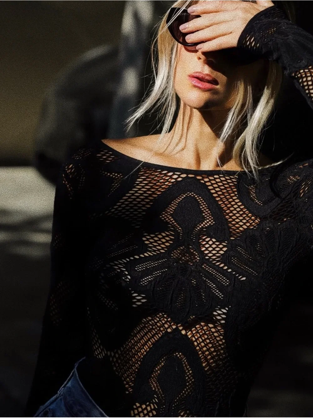 Zara Long-Sleeve Boatneck Sheer Bodysuit Black XS